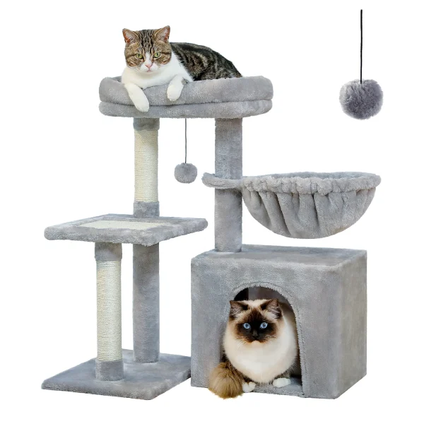 Grey Cat tree Tower for Indoor Cats with 2 Styles